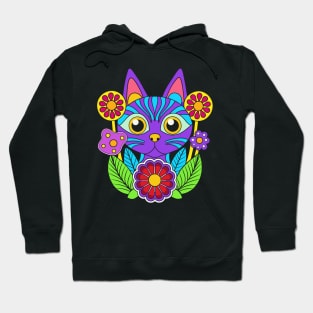 Trippy cat and flower power Hoodie